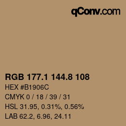 Color code: RGB 177.1 144.8 108 | qconv.com