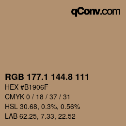 Color code: RGB 177.1 144.8 111 | qconv.com