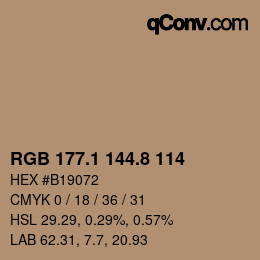 Color code: RGB 177.1 144.8 114 | qconv.com