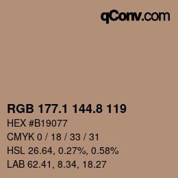 Color code: RGB 177.1 144.8 119 | qconv.com