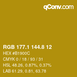 カラーコード: RGB 177.1 144.8 12 | qconv.com