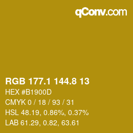 カラーコード: RGB 177.1 144.8 13 | qconv.com