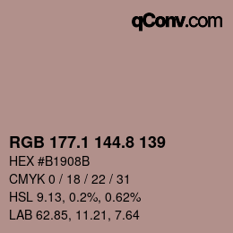Color code: RGB 177.1 144.8 139 | qconv.com