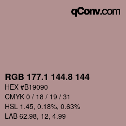 カラーコード: RGB 177.1 144.8 144 | qconv.com