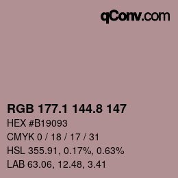 Color code: RGB 177.1 144.8 147 | qconv.com