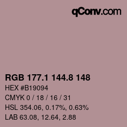 Color code: RGB 177.1 144.8 148 | qconv.com