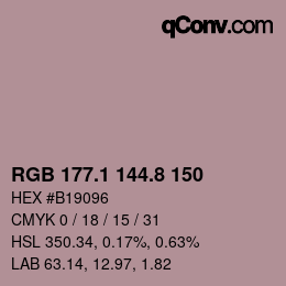 Color code: RGB 177.1 144.8 150 | qconv.com