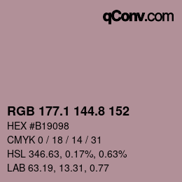 Color code: RGB 177.1 144.8 152 | qconv.com