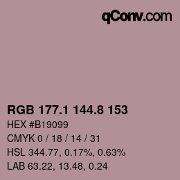 カラーコード: RGB 177.1 144.8 153 | qconv.com