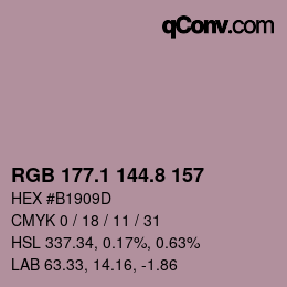 Color code: RGB 177.1 144.8 157 | qconv.com