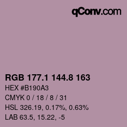 Color code: RGB 177.1 144.8 163 | qconv.com