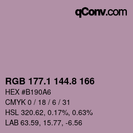 Color code: RGB 177.1 144.8 166 | qconv.com
