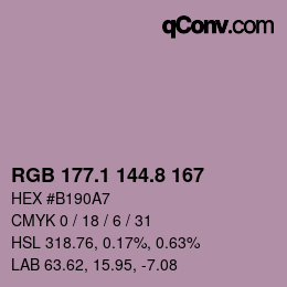 Color code: RGB 177.1 144.8 167 | qconv.com
