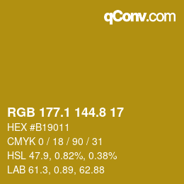 カラーコード: RGB 177.1 144.8 17 | qconv.com