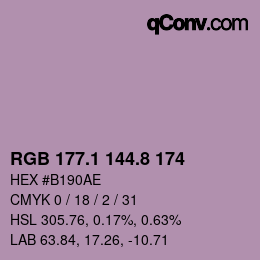 Farbcode: RGB 177.1 144.8 174 | qconv.com