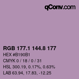 Color code: RGB 177.1 144.8 177 | qconv.com