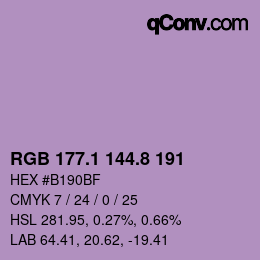 カラーコード: RGB 177.1 144.8 191 | qconv.com