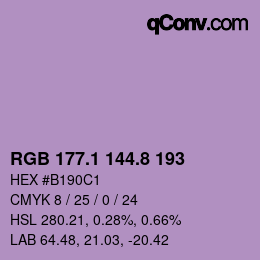 Color code: RGB 177.1 144.8 193 | qconv.com