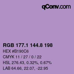 Color code: RGB 177.1 144.8 198 | qconv.com