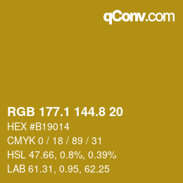 カラーコード: RGB 177.1 144.8 20 | qconv.com