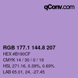 カラーコード: RGB 177.1 144.8 207 | qconv.com