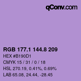 カラーコード: RGB 177.1 144.8 209 | qconv.com