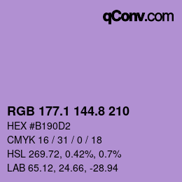 カラーコード: RGB 177.1 144.8 210 | qconv.com