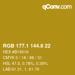 カラーコード: RGB 177.1 144.8 22 | qconv.com