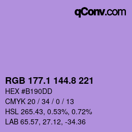 カラーコード: RGB 177.1 144.8 221 | qconv.com