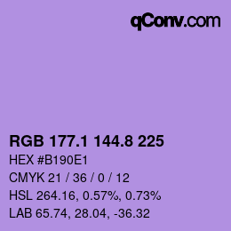 カラーコード: RGB 177.1 144.8 225 | qconv.com