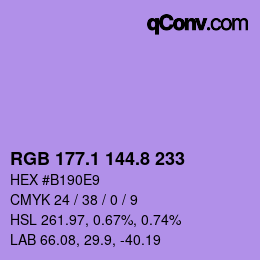 カラーコード: RGB 177.1 144.8 233 | qconv.com