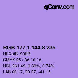 カラーコード: RGB 177.1 144.8 235 | qconv.com