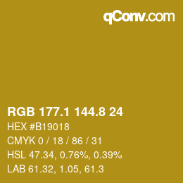 カラーコード: RGB 177.1 144.8 24 | qconv.com