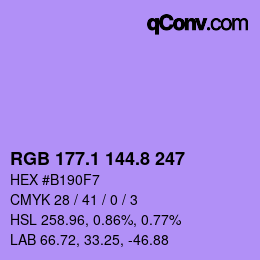 カラーコード: RGB 177.1 144.8 247 | qconv.com