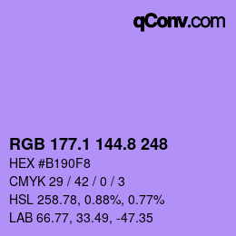 カラーコード: RGB 177.1 144.8 248 | qconv.com