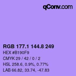 カラーコード: RGB 177.1 144.8 249 | qconv.com
