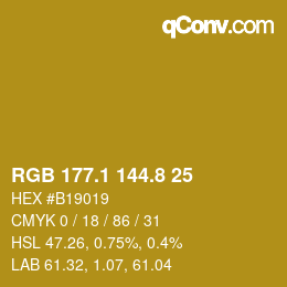 カラーコード: RGB 177.1 144.8 25 | qconv.com