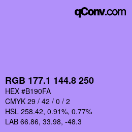 カラーコード: RGB 177.1 144.8 250 | qconv.com