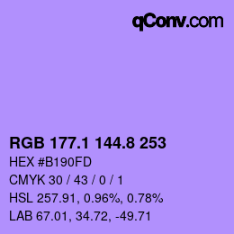 カラーコード: RGB 177.1 144.8 253 | qconv.com