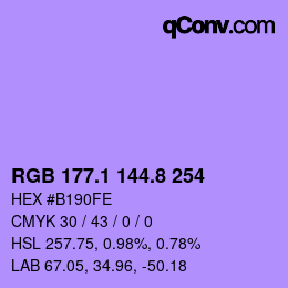 カラーコード: RGB 177.1 144.8 254 | qconv.com