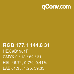 カラーコード: RGB 177.1 144.8 31 | qconv.com