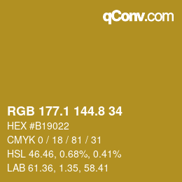 カラーコード: RGB 177.1 144.8 34 | qconv.com