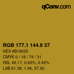 カラーコード: RGB 177.1 144.8 37 | qconv.com