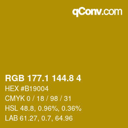 カラーコード: RGB 177.1 144.8 4 | qconv.com