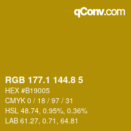 カラーコード: RGB 177.1 144.8 5 | qconv.com