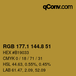 Color code: RGB 177.1 144.8 51 | qconv.com