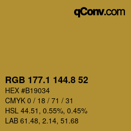 Color code: RGB 177.1 144.8 52 | qconv.com