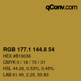 カラーコード: RGB 177.1 144.8 54 | qconv.com