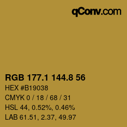 Color code: RGB 177.1 144.8 56 | qconv.com