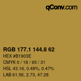 カラーコード: RGB 177.1 144.8 62 | qconv.com